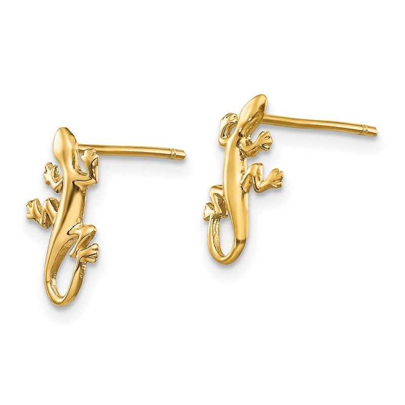 Curata 10k Yellow Gold Polished 12x8mm Gecko Post Earrings