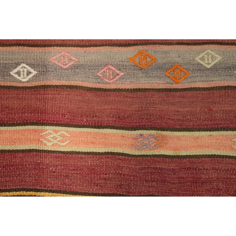 Hand Woven Oriental 100% Wool Carpet Southwestern Tribal Oranges & Rust Kilim Area Rug - 7' 11'' X 4' 6''