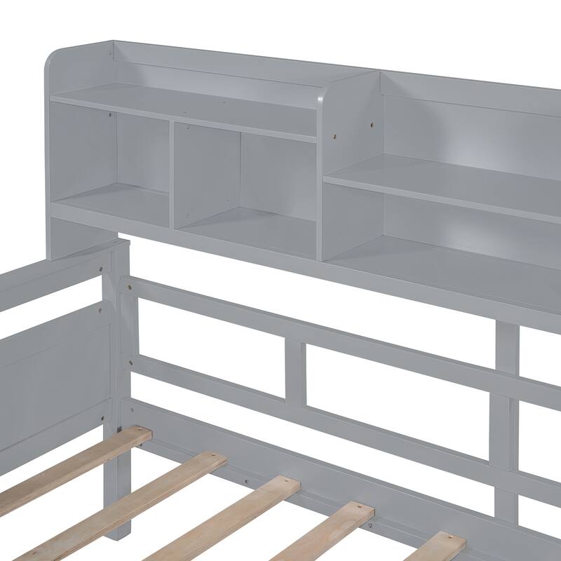 Full Daybed with Storage 2 Drawers & Bedside Shelf, 400lb Capacity, Solid Wood Frame
