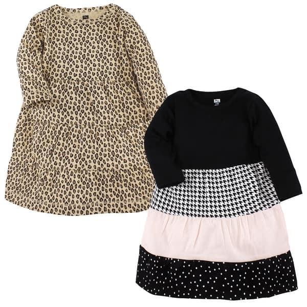 slide 2 of 2, Hudson Baby Girl Cotton Dresses, Houndstooth Lt Pink 2T - Houndstooth Lt Pink