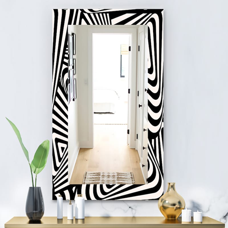 Designart 'Black & White 5' Modern Mirror - Contemporary Printed Wall Mirror