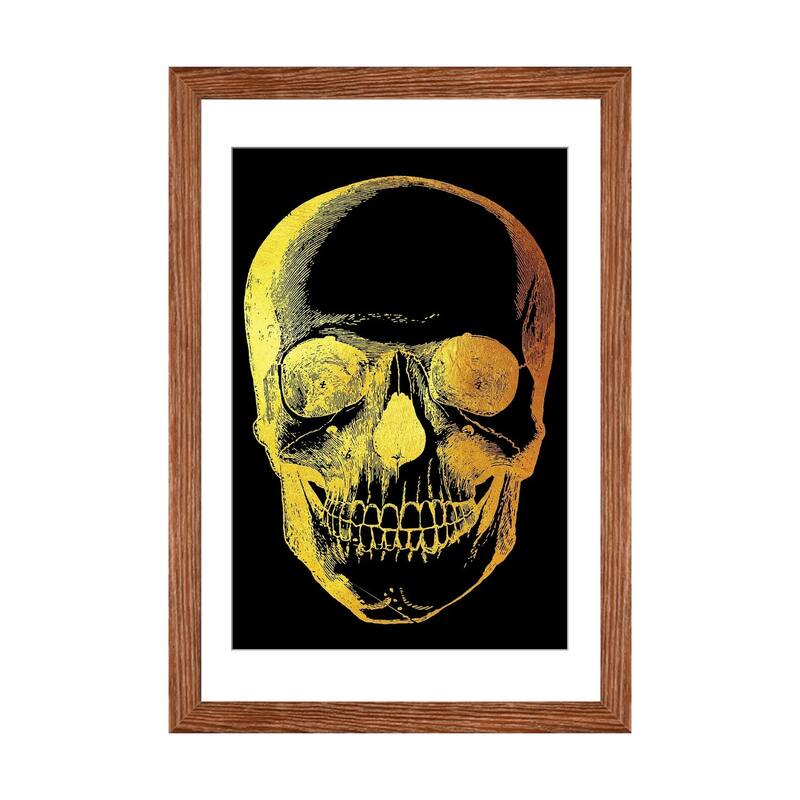 iCanvas "Skull Front" by Gab Fernando - Walnut - 24x16x1