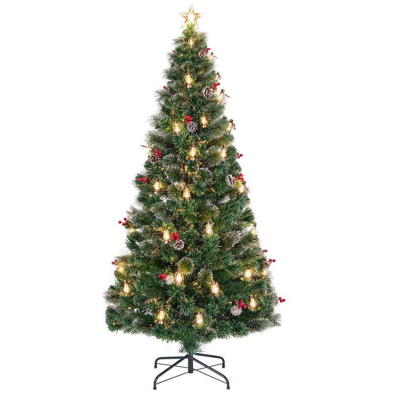 Gymax 5/6/7 FT Christmas Tree Artificial Xmas Tree w/ 8 Lighting Modes - See Details - 7 Foot