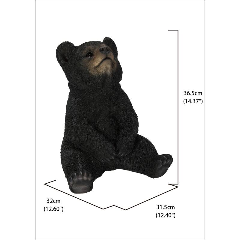 14.25" Sitting Bear Cub Outdoor Garden Statue
