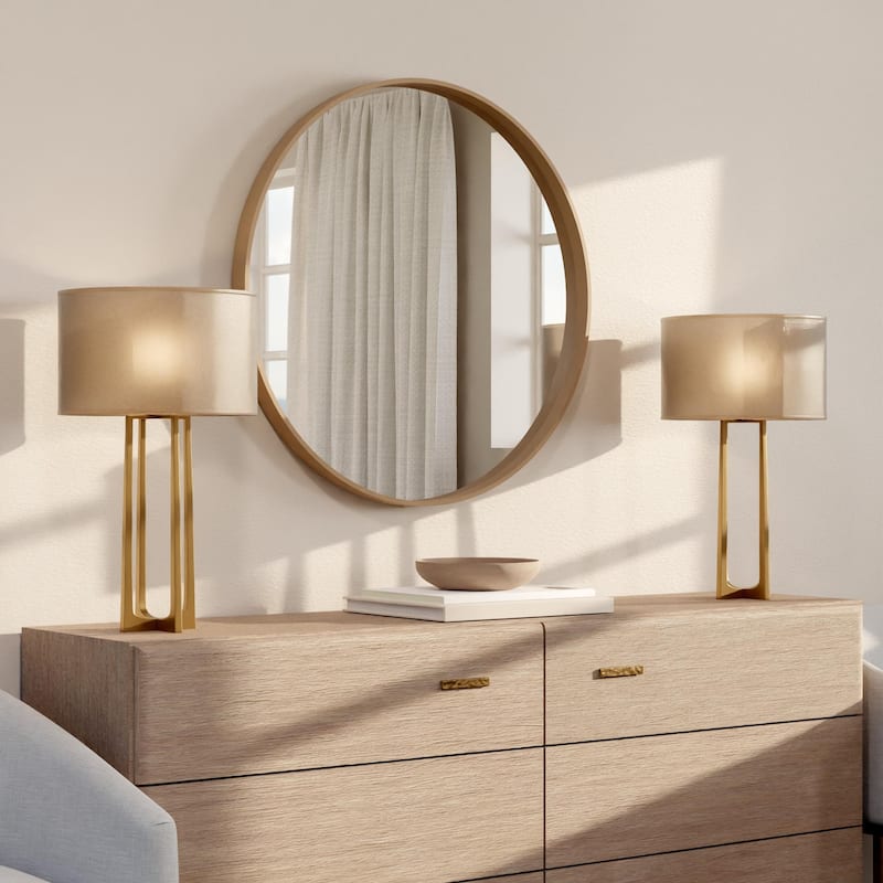 High Quality Wooden Frame Farmhouse Traditional Style Round Wall Mirror