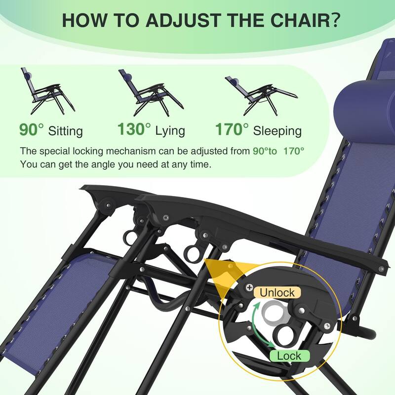 Zero Gravity Chairs Set of 2, Zero Gravity Lounge Chair, Reclining Patio Chairs Folding Recliner for Indoor and Outdoor