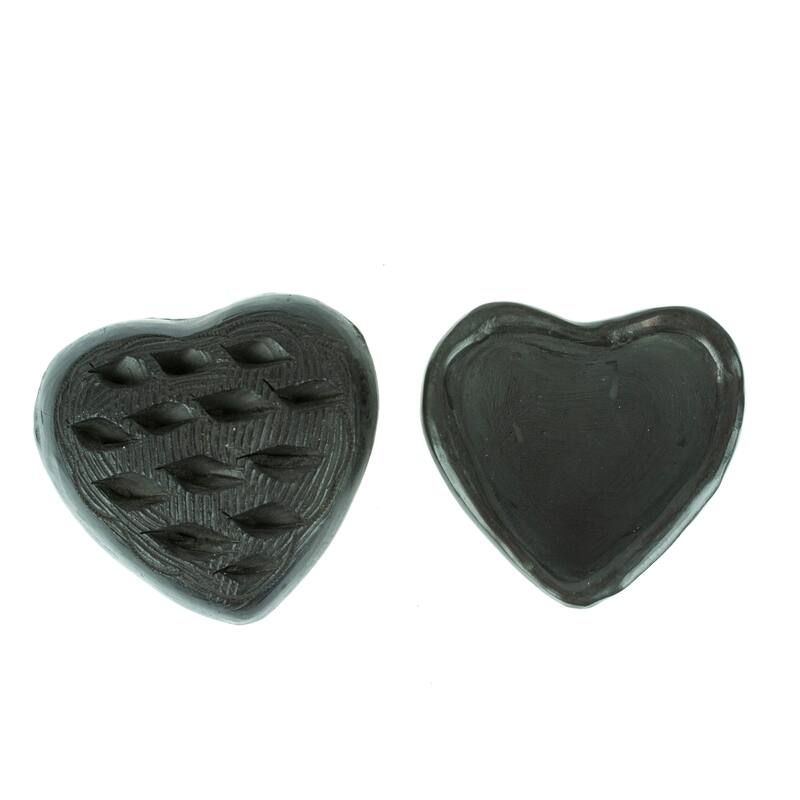 Novica Handmade Heart & Flakes Barro Negro Mini Jewelry Box