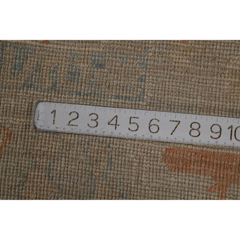 Hand Knotted Oriental 100% Wool Carpet Transitional All-Over Peach Oushak Area Rug - 9' 0'' X 6' 3''
