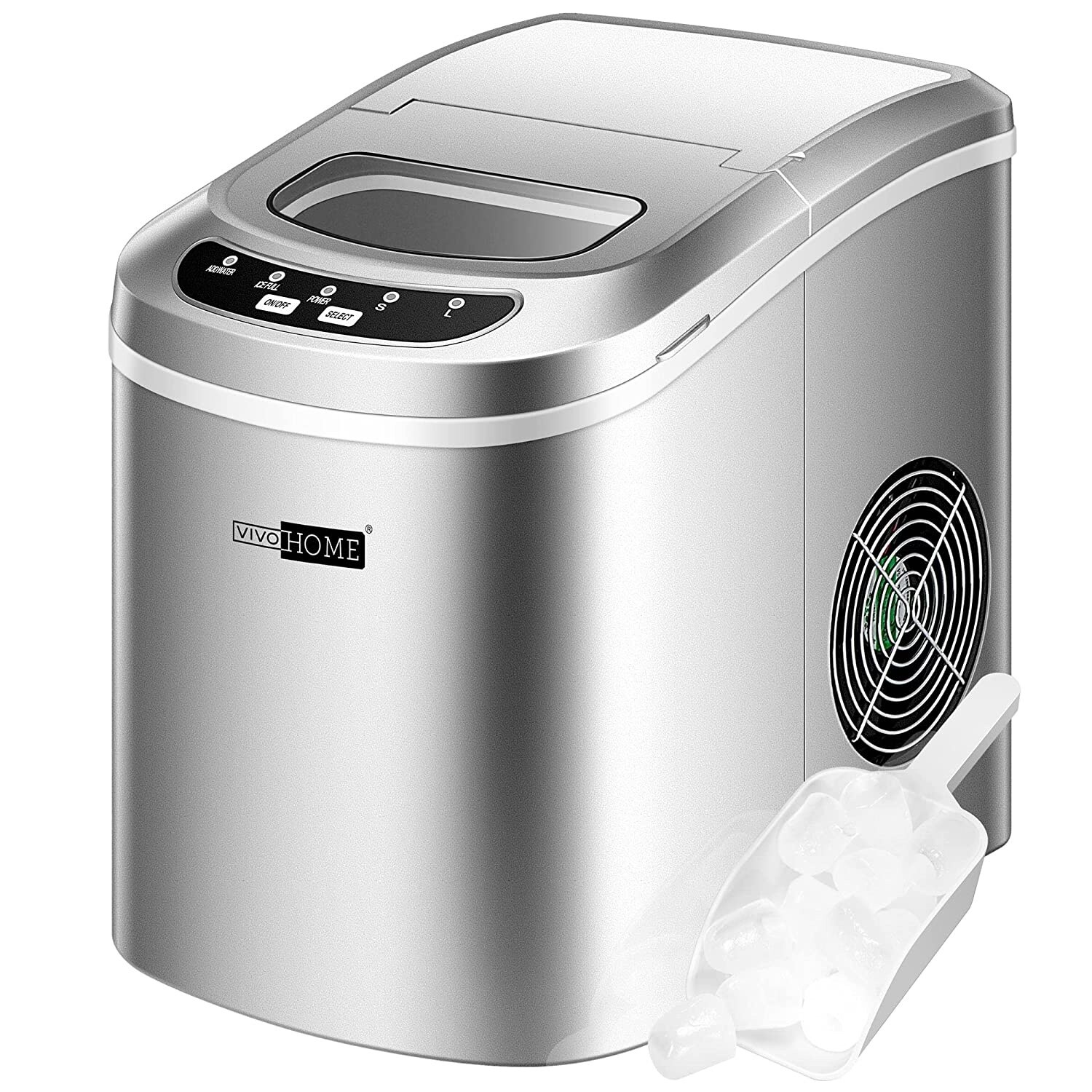 VIVOHOME Electric Portable Ice Cube Maker Machine (Silver)