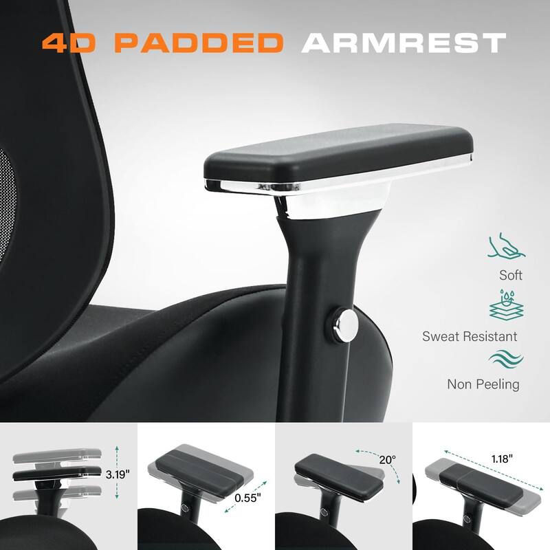 Big and Tall Office Chair with Wide Thick Seat Cushion for Heavy People, Ergonomic Computer Mesh Desk Chairs with Armrests