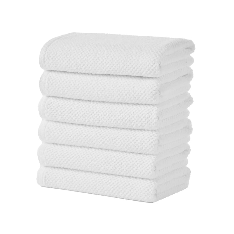 100% Cotton Acacia Collection Ultra Absorbant Popcorn Bath Towels - Hand Towel (6-Pack) - Optic White