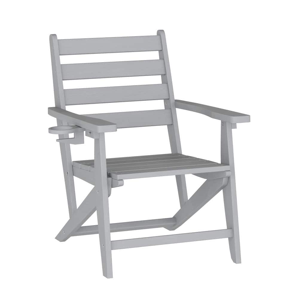 Indoor-Outdoor Adirondack Style Dining Chair with Fold Out Cupholder