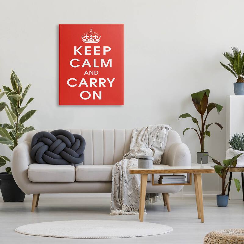 Stupell Keep Calm And Carry On Red Phrase Canvas Wall Art by Marcus Jules