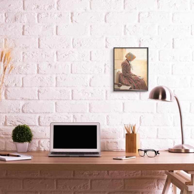 Stupell Female in Traditional Clothing with Book Framed Wall Art