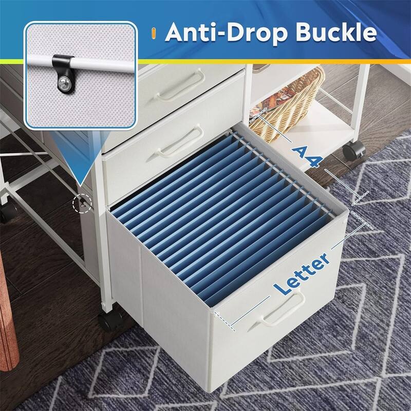 3 Drawer Mobile File Cabinet - 15.75"D x 29.53"W x 26.77"H