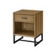 preview thumbnail 1 of 1, Newport 1-Drawer Solid Wood Nightstand with Charging Station, Natural Oak