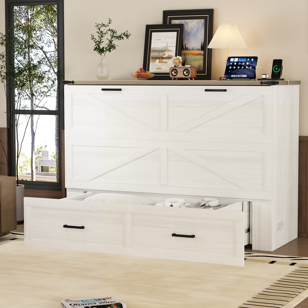 Foldable Platform Bed with Large Storage Drawer
