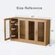 Large Sideboard Buffet Cabinet with 4 Glass Doors 2 Adjustable Shelves for Kitchen Living/Dinning Room Bedroom Entryway