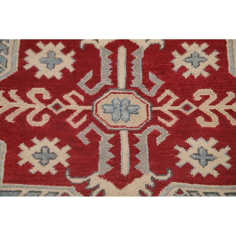 Light Blue Kazak Area Rug Handmade Traditional Wool Carpet - 6'9" x 9'2"