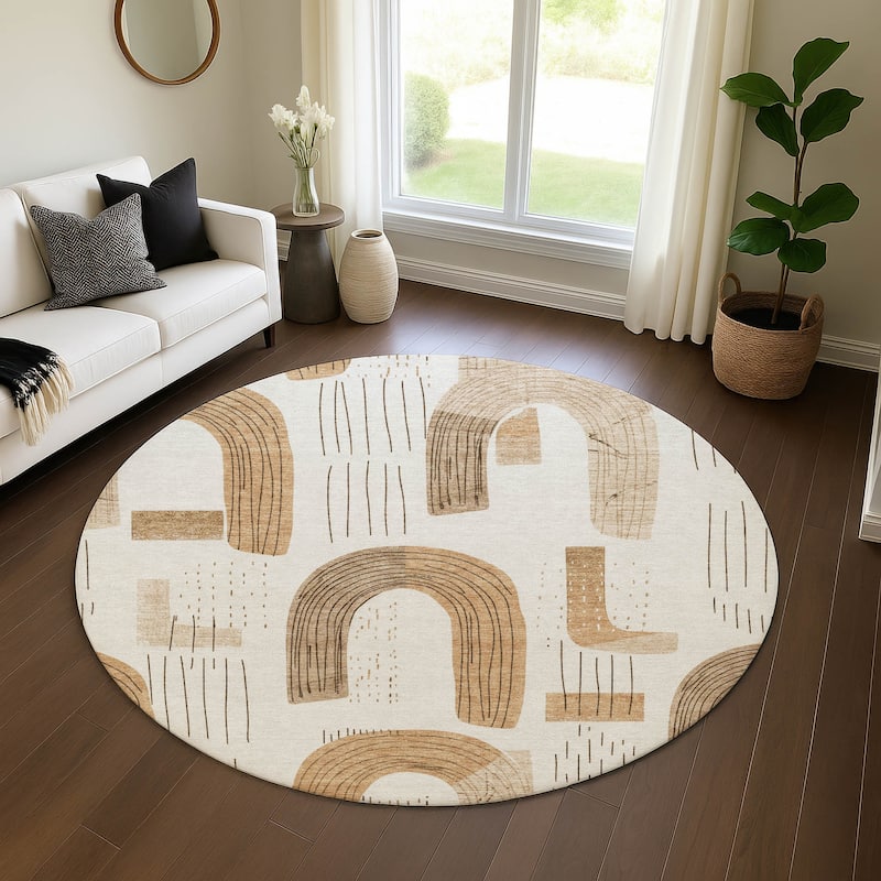 Premium Washable Super Soft Contemporary Mayfield Rug - Ivory - 8' x 8'