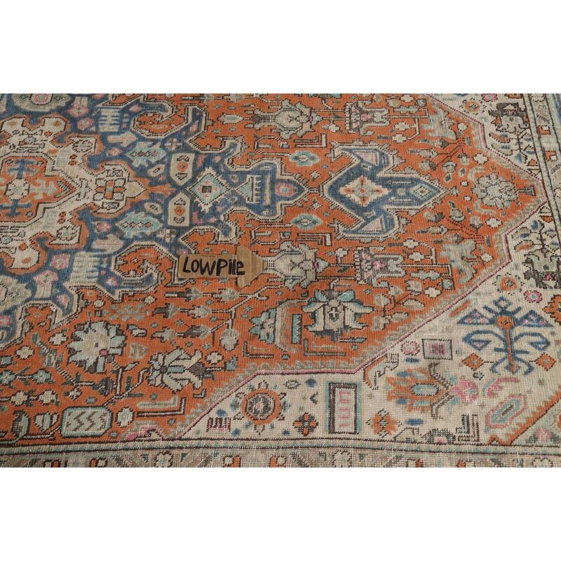 Orange Geometric Tabriz Persian Area Rug Hand-Knotted Wool Carpet - 6'3"x 9'6"
