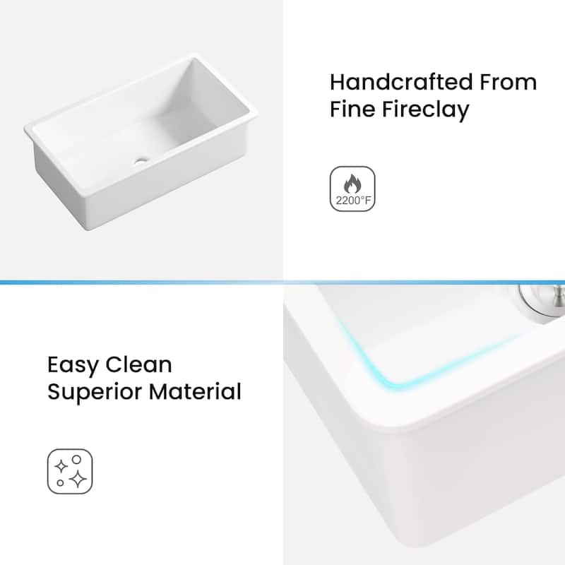 Landis 30″ Fireclay Kitchen Undermount Sink Single Bowl