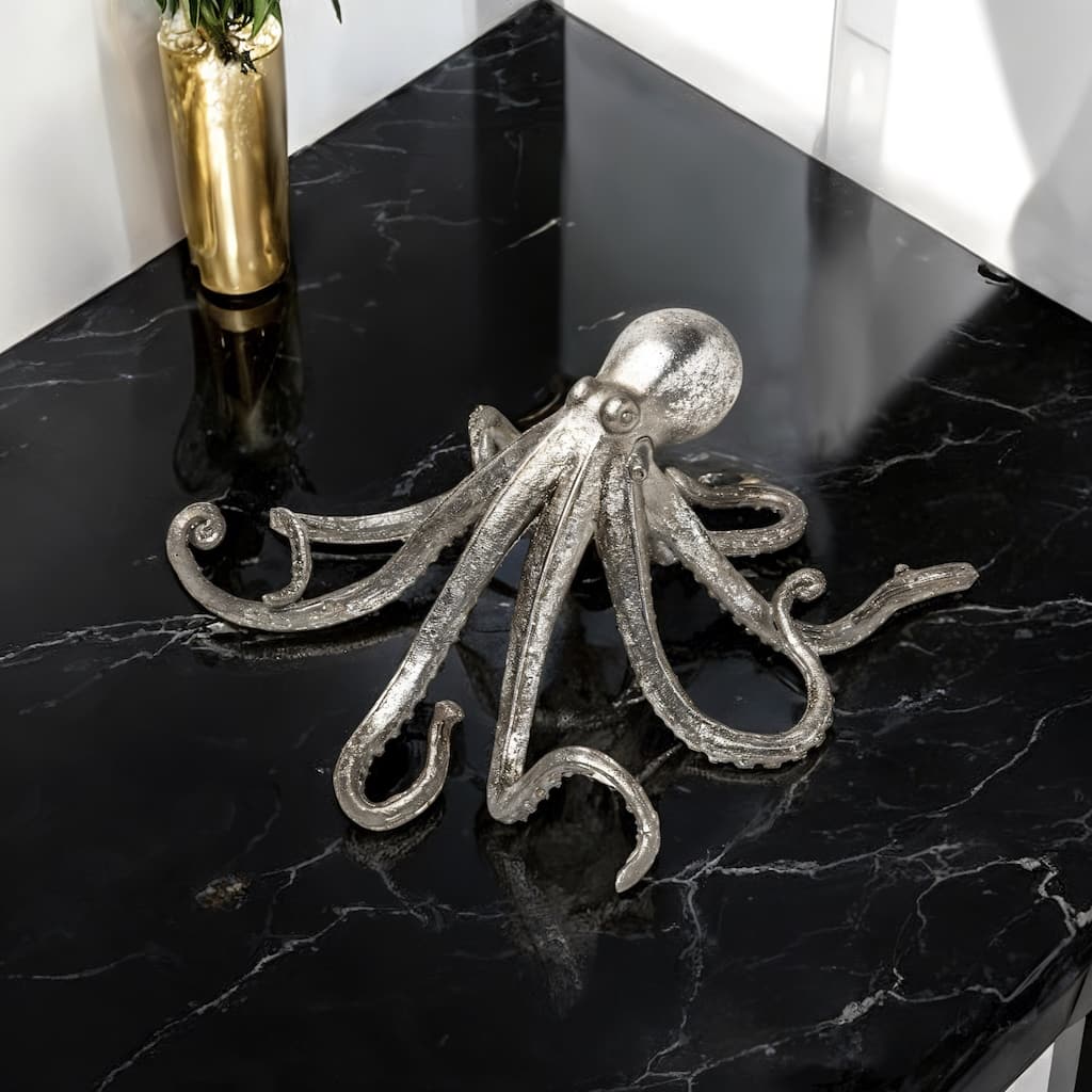Silver Resin Octopus Sculpture