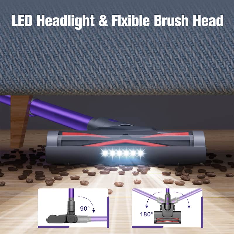 6-in-1 Cordless Stick Vacuum Cleaner, 550W Powerful Suction, Touchscreen Control