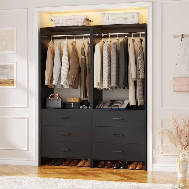 Cimly Freestanding Closet Sytem with Drawers, Closet Organizer Wardrobe for Walk-in and Reach-in Closet