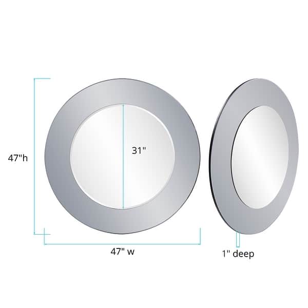 Allan Andrews Round Wall Mirror with Mirrored Smoky Gray Wood Frame - 47" diameter x 1"