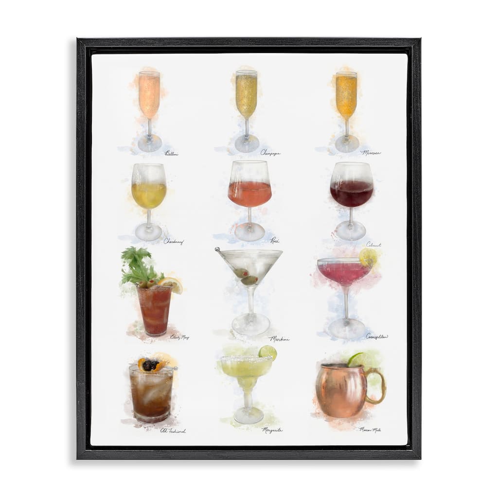 Stupell Soft Artisanal Cocktails Menu Framed Floater Canvas Wall Art Design By Matthew Piotrowicz