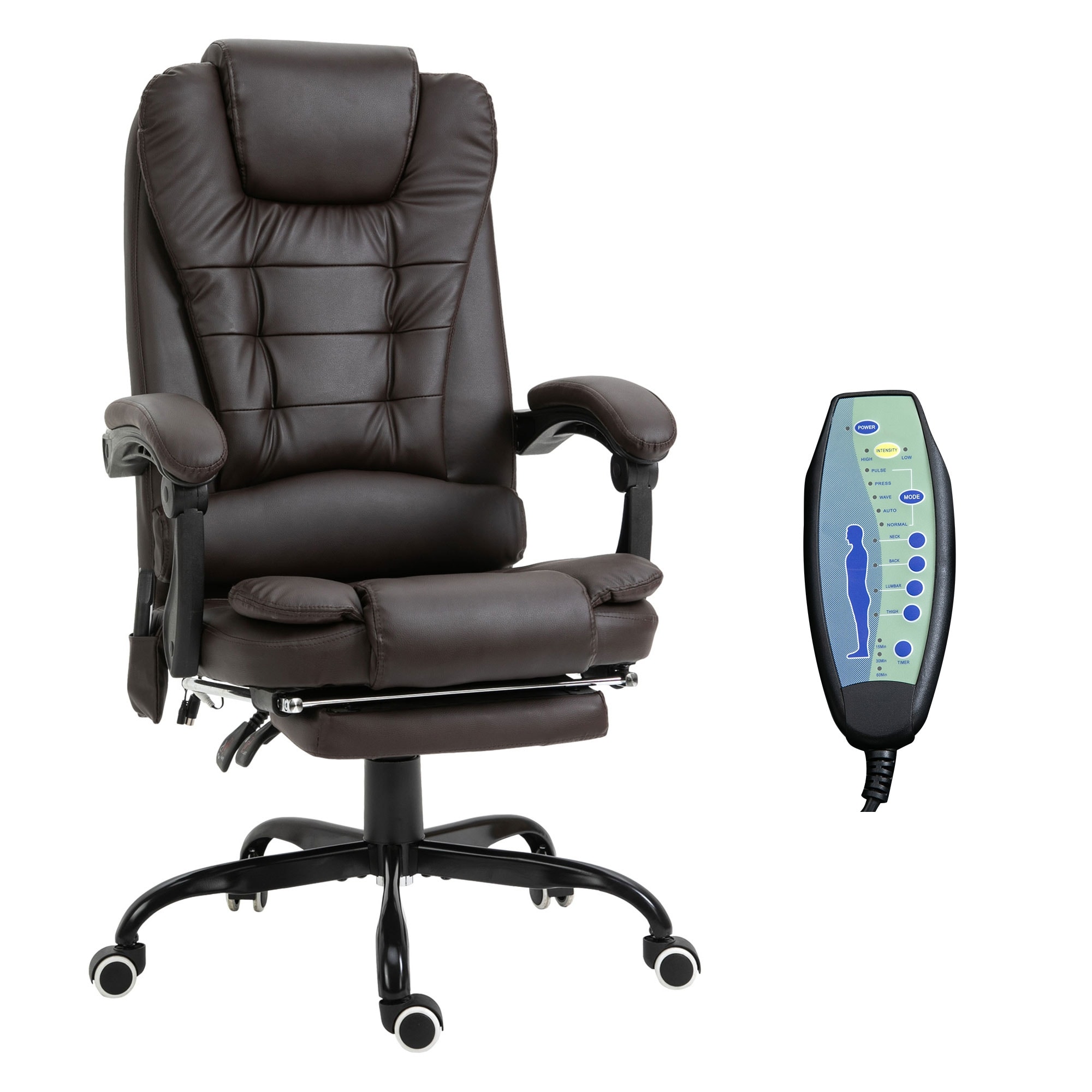 High Back 7 Point Vibrating Massage Office Chair with Lumbar Support Footrest Reclining Back Adjustable Height Bed Bath Beyond 41023867