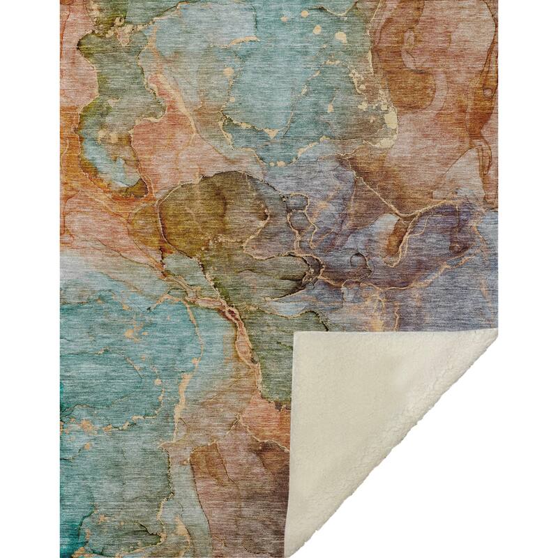 Premium Machine Washable Abstract Contemporary Sherpa Throw Blanket