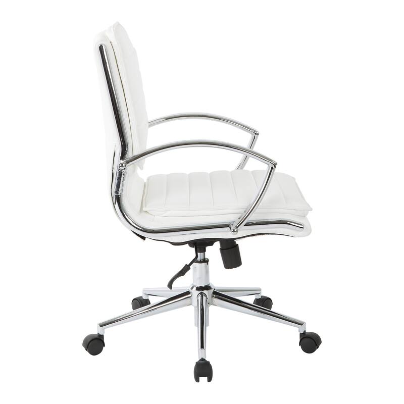 Faux Leather Chair/ Chrome Base Mid-back Professional Managers Chair w/ Removable Sleeves