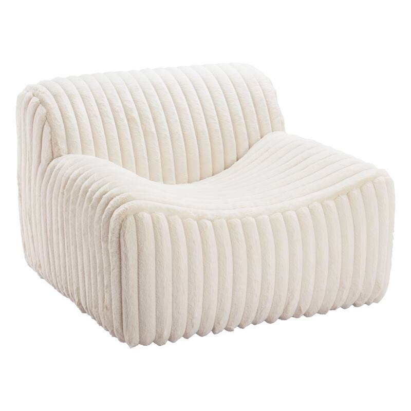 HomeRoots 39" Cream Faux Fur Tufted Lounge Chair - 39' X '28.7' X '37