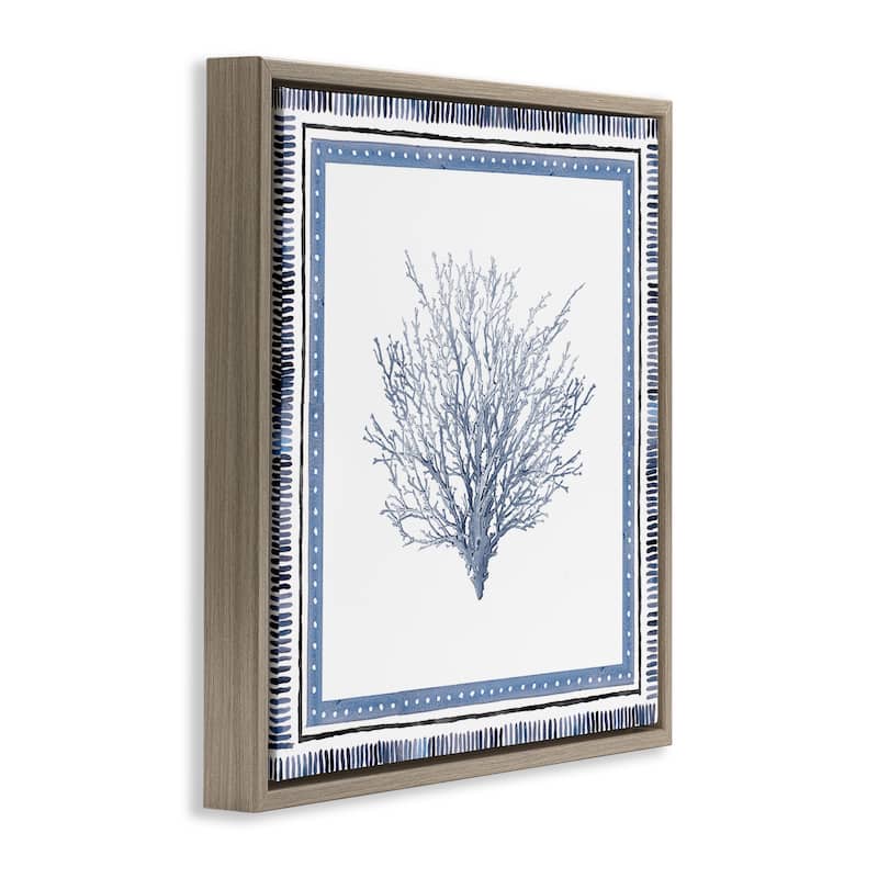 Stupell Bordered Oceanic Coral Framed Floater Canvas Wall Art Design By Lanie Loreth