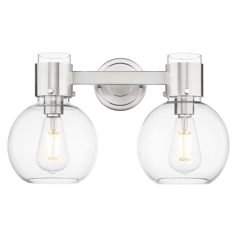 Innovations Lighting 464-2W-G464B-7CL Lawton Sphere 2 Light 16" Wide - Satin Nickel