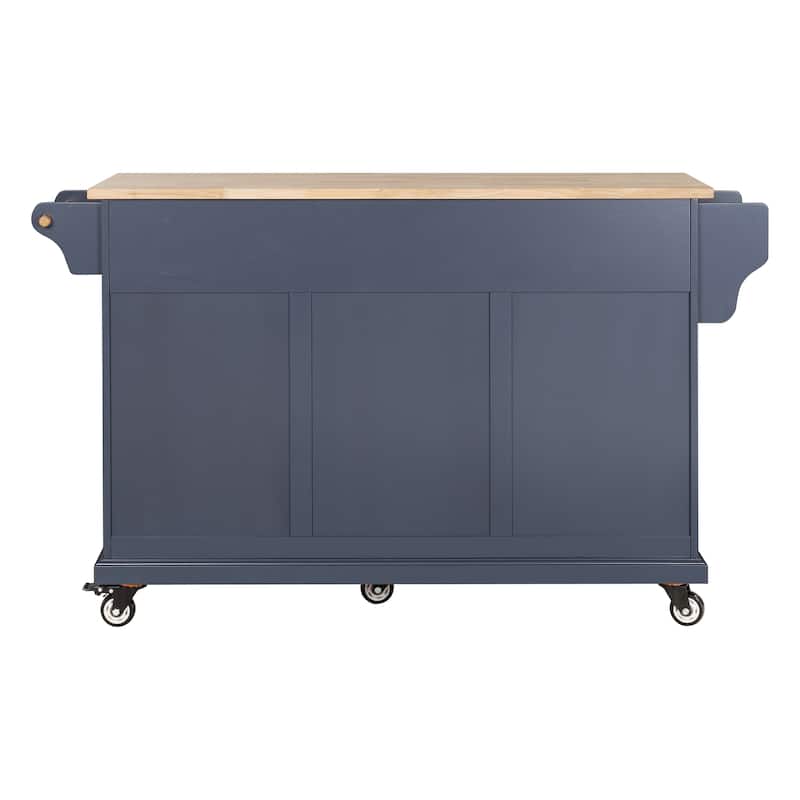 Wood Kitchen Island with Drawers, Kitchen Cabinet with Adjustable Shelves, Kitchen Storage Cart with Built-in Spice Rack