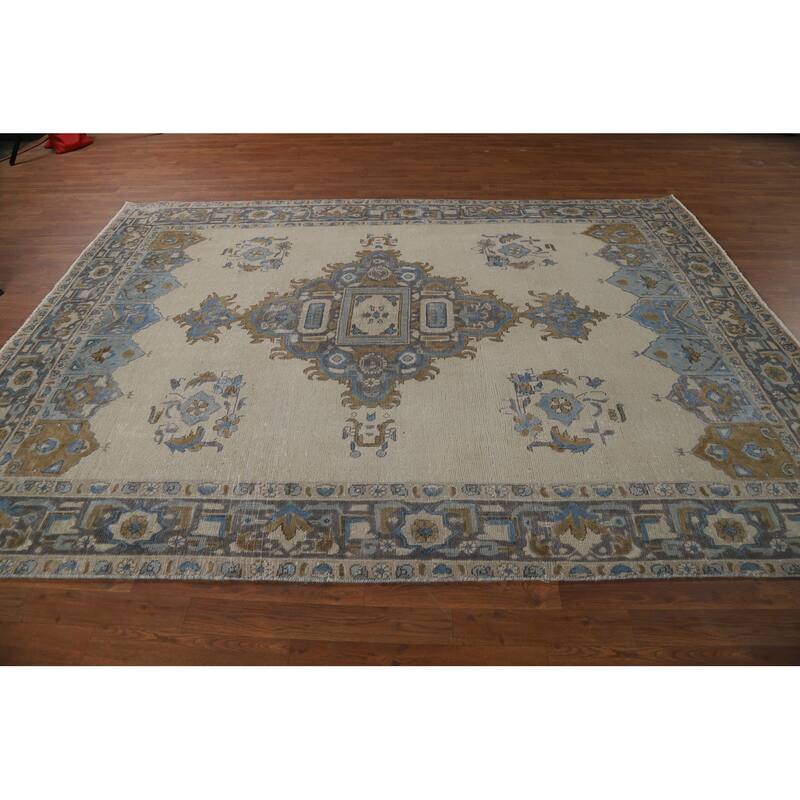 Geometric Tabriz Persian Rug Traditional Oriental Handmade Wool Carpet - 6'10"x 9'4"
