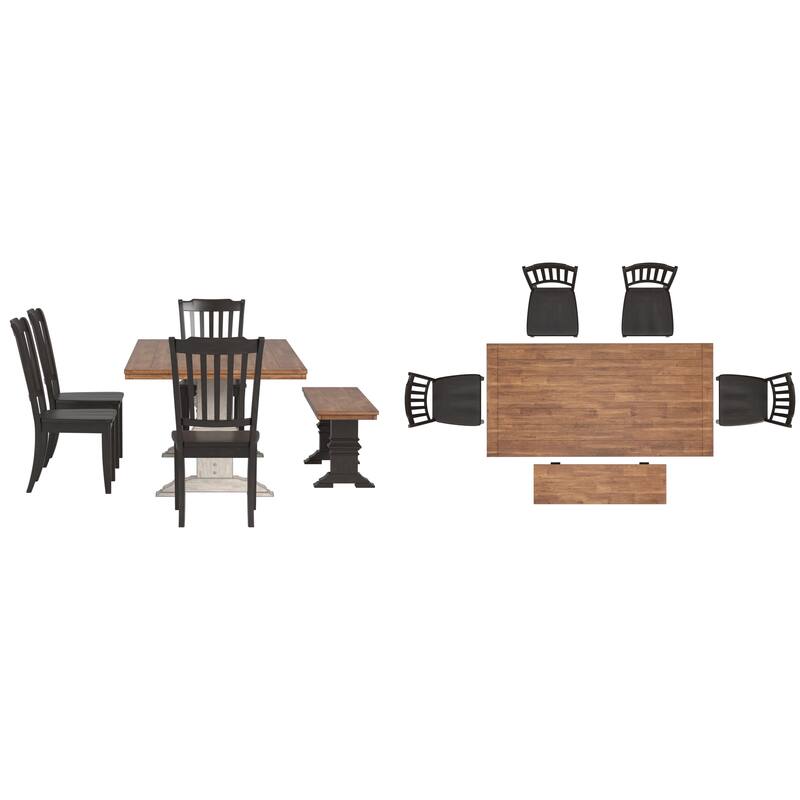 Ronda 78" Rectangular Solid Wood Top Dining Set with Spindle Back Chairs