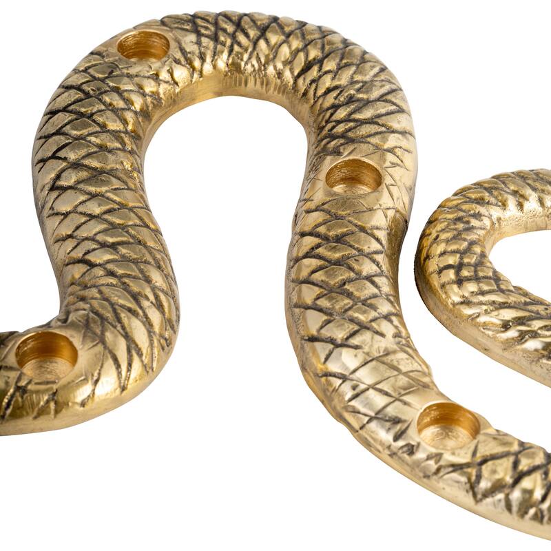 Sagebrook Home Metal, 22" Snake 4Taper Candle Holder, Gold, Novelty, 1"H, Solid Color - 22" x 11" x 1" - 22" x 11" x 1"