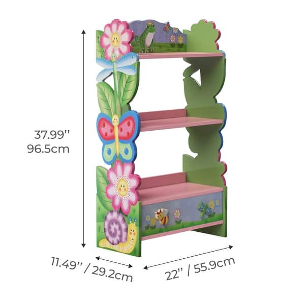 Fantasy Fields Kids 3-Tier Bookcase for Girls Bedroom, Playroom Storage Organizer for Toys, Books, Nursery & Kids Furniture
