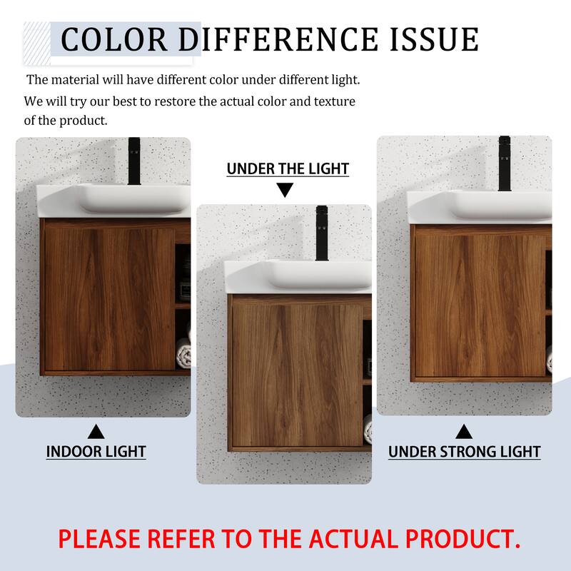 24'' Wall-Mounted Bathroom Vanity with Ceramic Sink