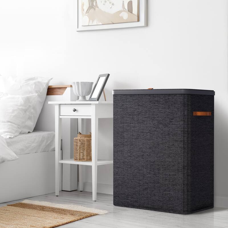 Sorbus 3-Compartment Laundry Basket with Removable Laundry Bag - Durable Organizer for Bathroom. - 25" W x 15.75" D x 29.5" H