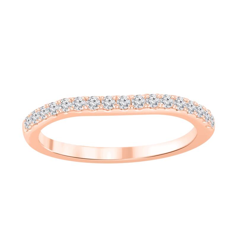 Auriya 14k Gold 1/4ctw Curved Diamond Wedding Band - Rose - 9