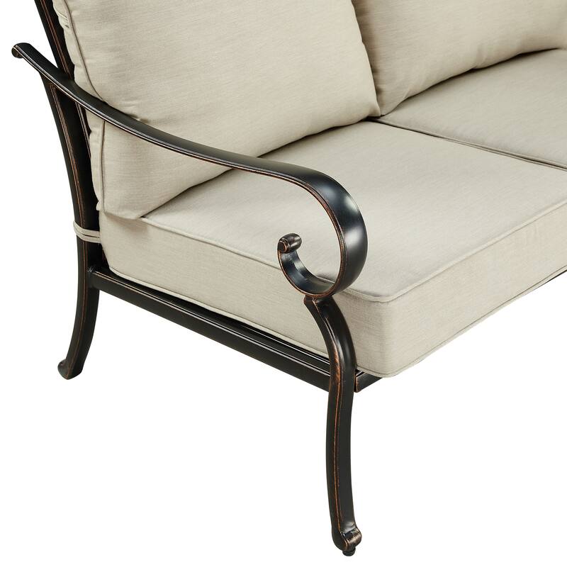 Black Aluminum Deep Seating Deep Seating Sofa with Cushions