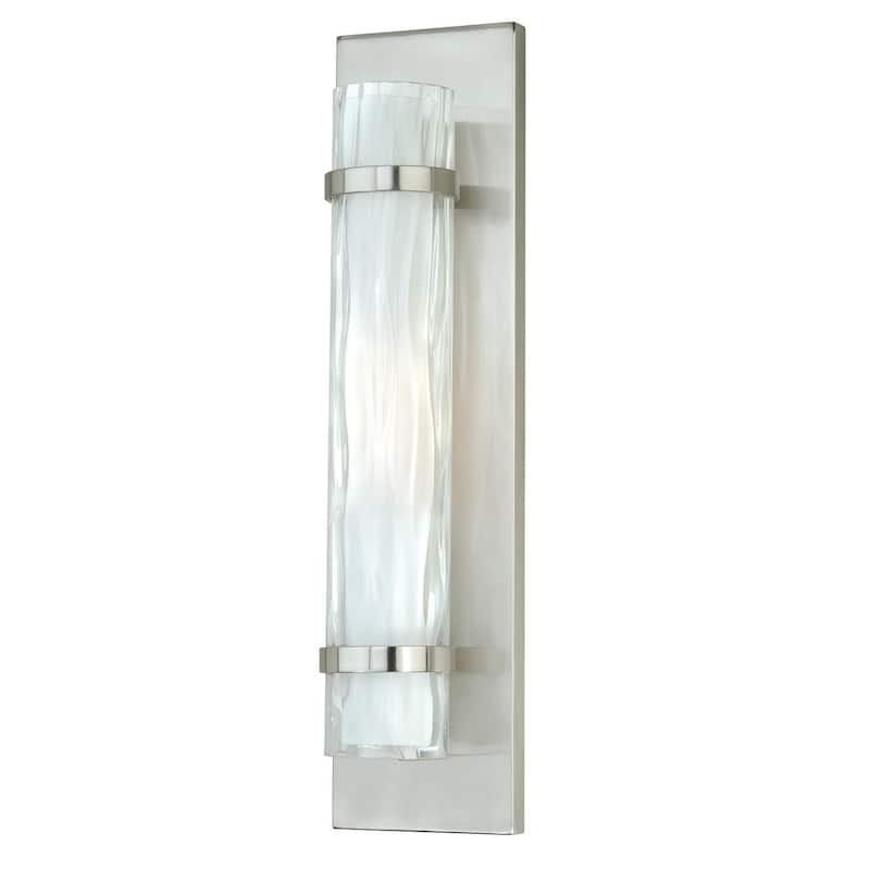 Wall Sconce Lighting Cylinder Flush Mount Nickel White Glass 1 Light Sconce - 18.5