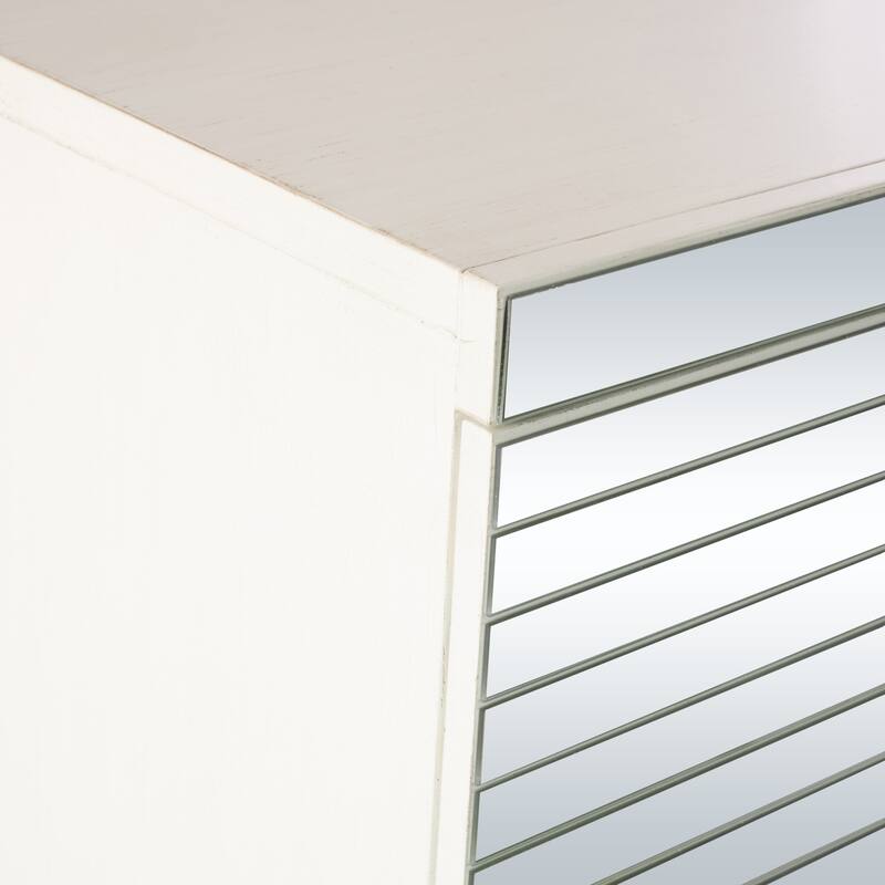 Glass 2 Door Cabinet with Linear Striped Panels and Gray Iron Base - Silver - Roche River Decor - 18"W x 47"L x 38"H