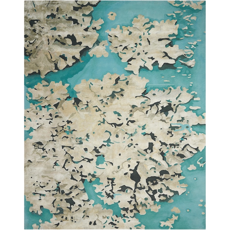 Nourison Prismatic Abstract Floral Textured Water Lily Shimmer Area Rug