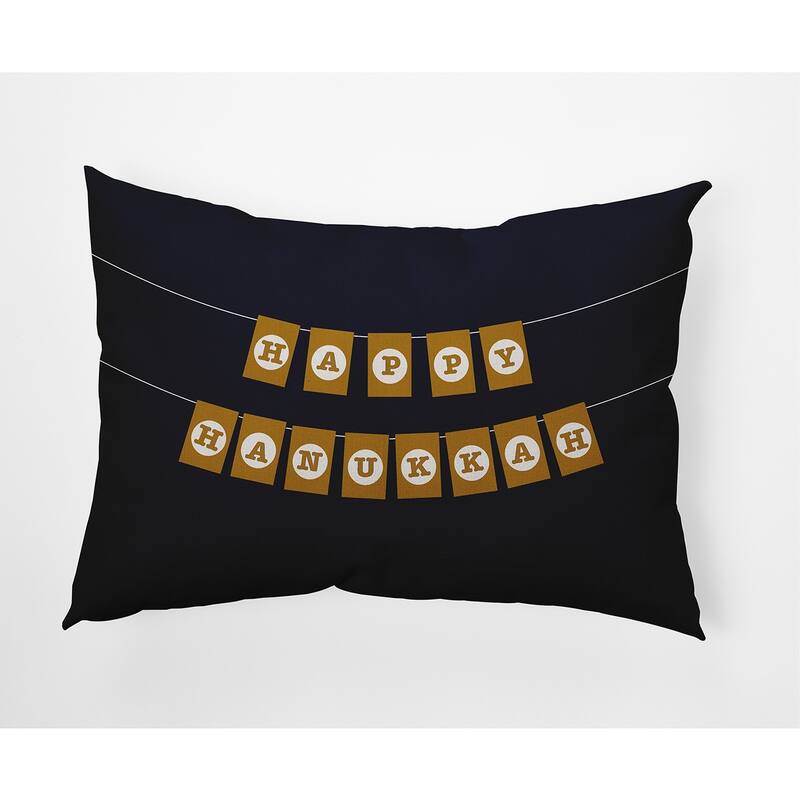 Banner Day Happy Hanukkah Indoor/Outdoor Throw Pillow